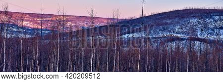 Sunset Among The Mountains On The Road Lidoga-vanino Khabarovsk Territory.