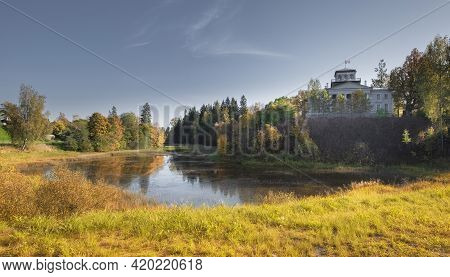Manor Rozhdestveno 
By The Lake Near The City Of Gatchina And The Leningrad Region During Golden Aut