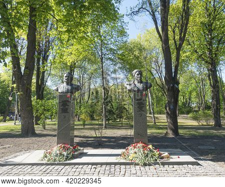 Kiev, Ukraine, May 10 2021 Monuments To Soviet Military Leaders Of The Period Of The Great Patriotic