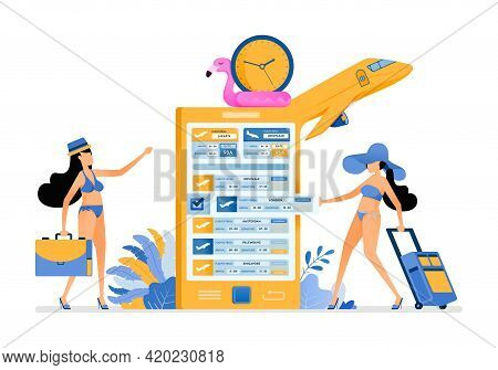 Girls Get Ready For Holidays By Buying Summer Vacation Flight Tickets To Tropical Island Beach With 