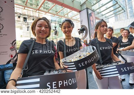 KUALA LUMPUR, MALAYSIA - JANUARY 18, 2020: Sephora grand opening day ambassadors at Fahrenheit 88 shopping mall in Kuala Lumpur.