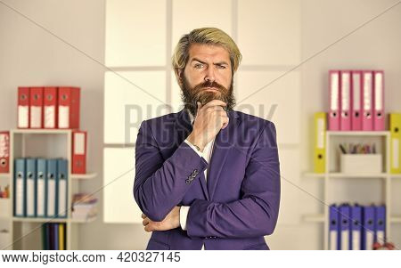 Business Success. Successful Bearded Ceo. Making Great Decisions. Identify Your Goal. Identifying Pu