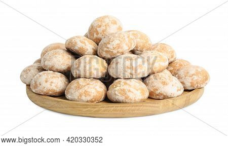 Tasty Homemade Gingerbread Cookies On White Background