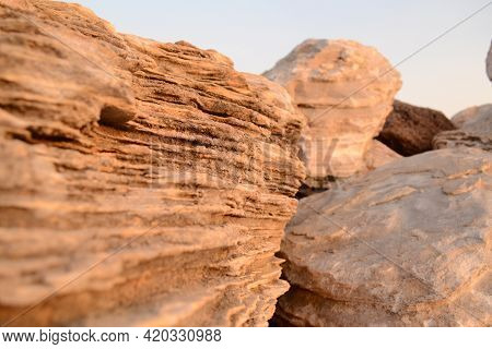 Rock Formation On The Sea Shore Looking Beautiful On Sunset