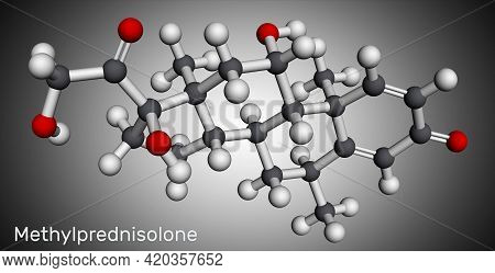 Methylprednisolone Molecule. It Is Synthetic Corticosteroid, Prednisolone Derivative Glucocorticoid.