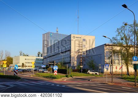 Rybnik, Poland - May 11, 2021: City View With Police Station In Rybnik, Poland. Rybnik Is An Importa