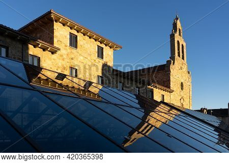 Perpetuo Socorro De Los Redentoristas Church Reflected In A Glass At Sunset, León, Castilla Y Leon, 