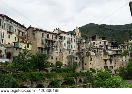 View Of The Rocchetta Nervina Sitano Village Within The Liguria Region - Italy