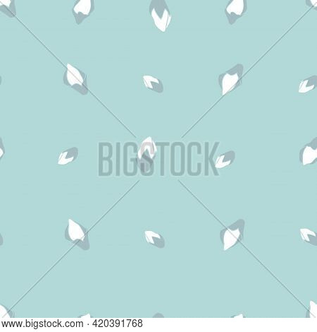 Blossoming Wild Flower Buds Seamless Pattern On Light Blue Print
