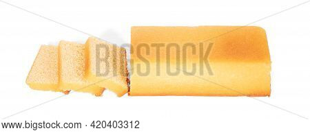 Traditional Homemade Sliced Buttercake, Isolated On A White Background