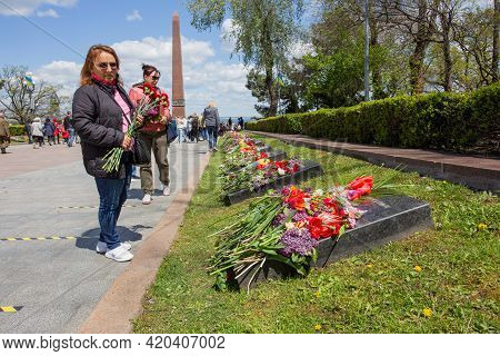 Odessa, Ukraine - May 9, 2021: Memorial Of Unknown Sailor Of Eternal Flame To Defenders Of Fatherlan
