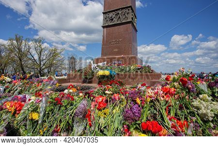 Odessa, Ukraine - May 9, 2021: Memorial Of Unknown Sailor Of Eternal Flame To Defenders Of Fatherlan