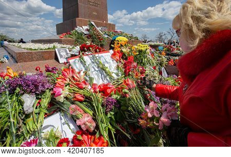 Odessa, Ukraine - May 9, 2021: Memorial Of Unknown Sailor Of Eternal Flame To Defenders Of Fatherlan
