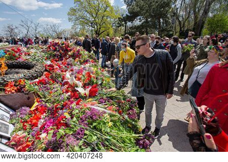 Odessa, Ukraine - May 9, 2021: Memorial Of Unknown Sailor Of Eternal Flame To Defenders Of Fatherlan