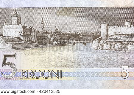 Teutonic Castle In Narva From Estonian Money