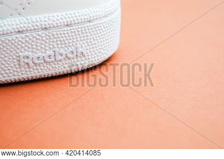 Russia, Saint-petersburg - June 4, 2020: Closeup Of Reebok Shoe Sole Of Sneaker