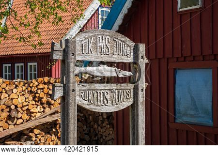 Nida, Lithuania - May 10 2021: Smoked Fish Restaurant At Curonian Spit In Nida Fishermen's Village, 