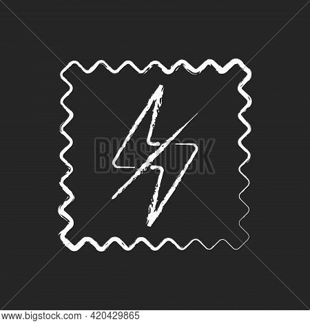 Antistatic Fabric Feature Chalk White Icon On Black Background. Fiber Property To Repel Electric Cha