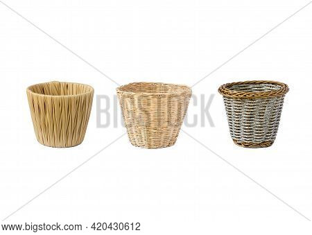 Empty Three Plant Pot Made Of Rattan,different Types Are Suitable For Planting Trees To Decorate You