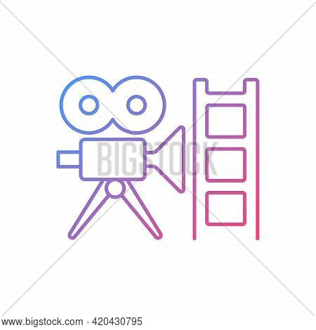 Retro Channel Gradient Linear Vector Icon. Classic Programming On Tv Channel. Classic Television Soa