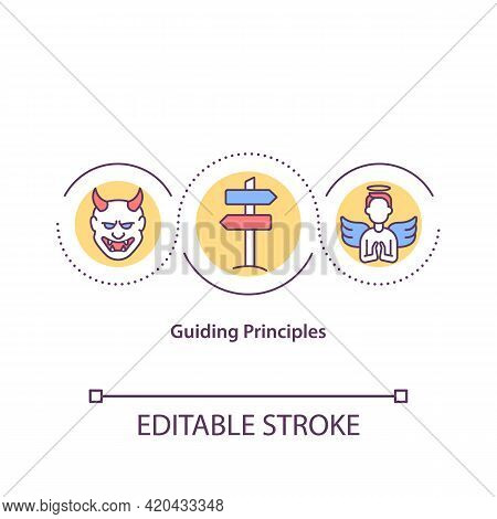 Guiding Principles Concept Icon. Personal Beliefs, Values Idea Thin Line Illustration. Dynamic, Posi