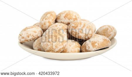 Tasty Homemade Gingerbread Cookies On White Background