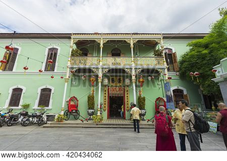 Penang, Malaysia - February 13,2019 : Exterior View Of Pinang Peranakan Mansion In Penang, Malaysia 