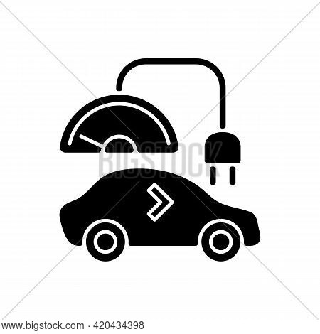 Level 1 Charger Black Glyph Icon. Slowest Way To Charge Battery Of Electronic Vehicle. Long Term Cha