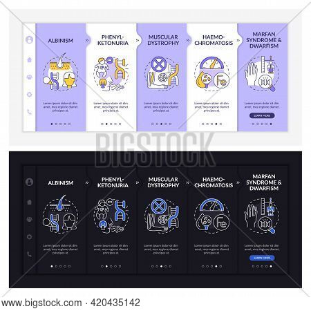 Various Genetic Disorders Onboarding Vector Template. Responsive Mobile Website With Icons. Web Page