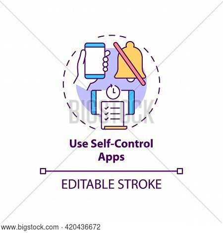 Use Self Control Apps Concept Icon. Increase Productivity At Work. Task Efficiency. Self Control Ide