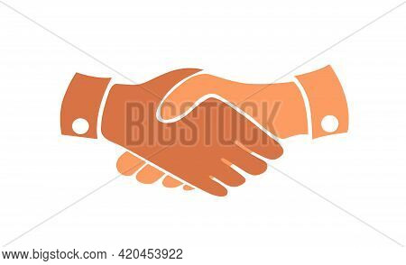 Business Handshake Contract Agreement Flat Vector Icon Isolated On White.