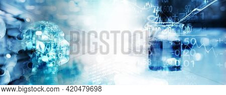 Artificial Intelligence Technology With Beaker Medical Science Lab White Health Molecular Science Bu