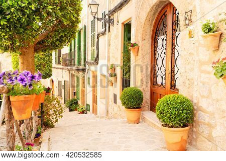 Street In Old Town Of Valdemossa, Majorca, Spain