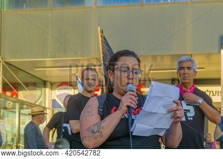 Haifa, Israel - May 15, 2021: Protest Of Local Citizens Against The War, And Prime Minister Benjamin