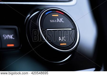 Car Air Conditioning System. Air Condition Switched On Maximum Cooling Mode
