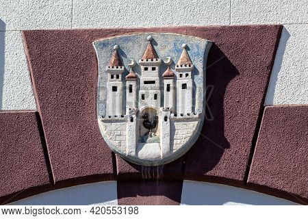 Stone Coat Of Arms Of The City Of Meiningen In Thuringia At Elisabethenburg Castle