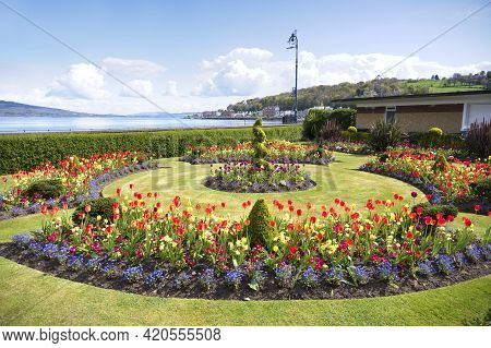 Flower Display In Park In Rothesay On Isle Of Bute