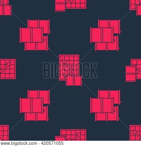 Set Barrel Oil And Oil Price Increase On Seamless Pattern. Vector
