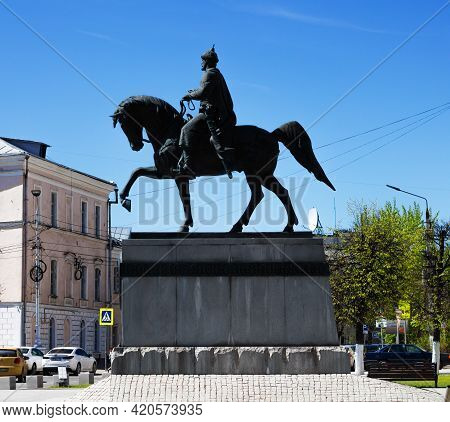 Tver, Russia, May 2021: Monument To Mikhail Yaroslavich Tversky In Tver. The Historical Center Of Tv