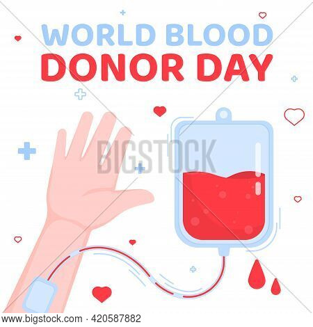 World Blood Donor Day Vector Background. Awareness Poster With Red Paper Cut Blood Drop. 14 June. He