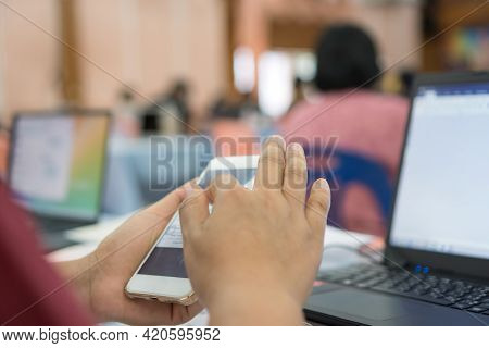 E-learning Education Online Learning Concept,teacher Groups Computer Training Technology Or Coding A