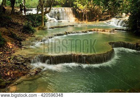 Tat Kuang Si Waterfalls Or Kuang Xi Falls For Laotian People And Foreign Travelers Travel Visit And