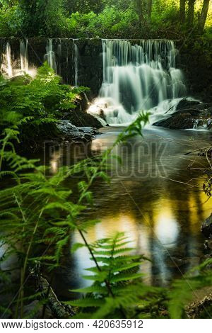 Waterfall Near The River Beach Of Mamoa In Milheirós De Poiares - Santa Maria Da Feira, Portugal.