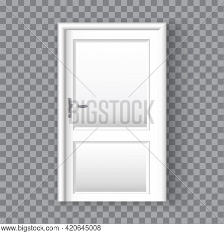 3d White Door. Interior Concept. Home Icon Vector. Stock Image. Vector Illustration.