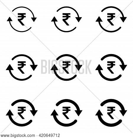 Set Of Rupee Money Icon, Collection Of Indian Business Sign, Market Economy Vector Illustration .