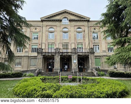 Bologna - Italy - May 1, 2021: Old Entrance Of Medical Clinic (clinica Medica) In Sant\'orsola Hospi