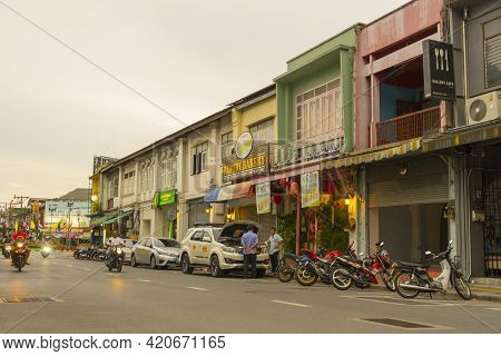 Phuket,thailand - July 13,2018 : Street View Of Old Building In Old Town District Of Phuket,thailand