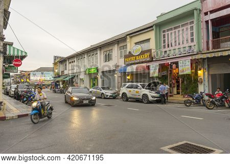 Phuket,thailand - July 13,2018 : Street View Of Old Building In Old Town District Of Phuket,thailand