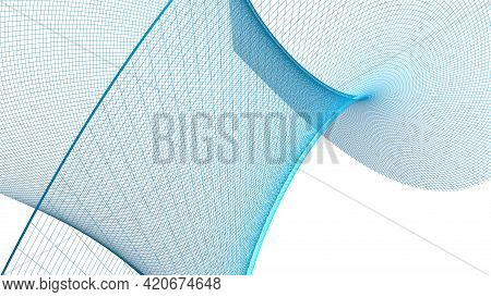 Abstract Grid Blue Surface On White Background - 3d Rendering Illustration