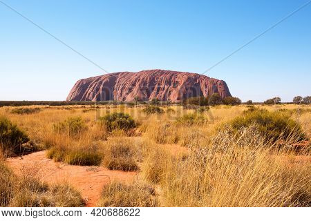 Uluru (ayers Rock), Northern Territory, Australia, September 2018.  This Imposing Geological Structu